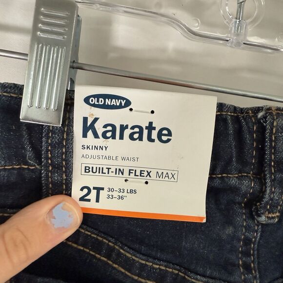 New Old Navy Karate Jeans Toddler 2T Dark Wash Denim Built In Flex Button Zip - Picture 8 of 10